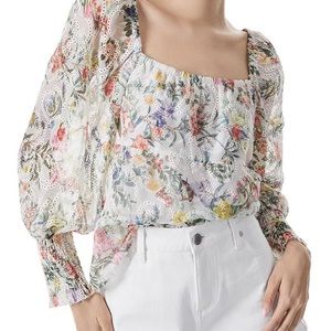 NWT ALICE + OLIVIA Rowa Floral Eyelet Top size small